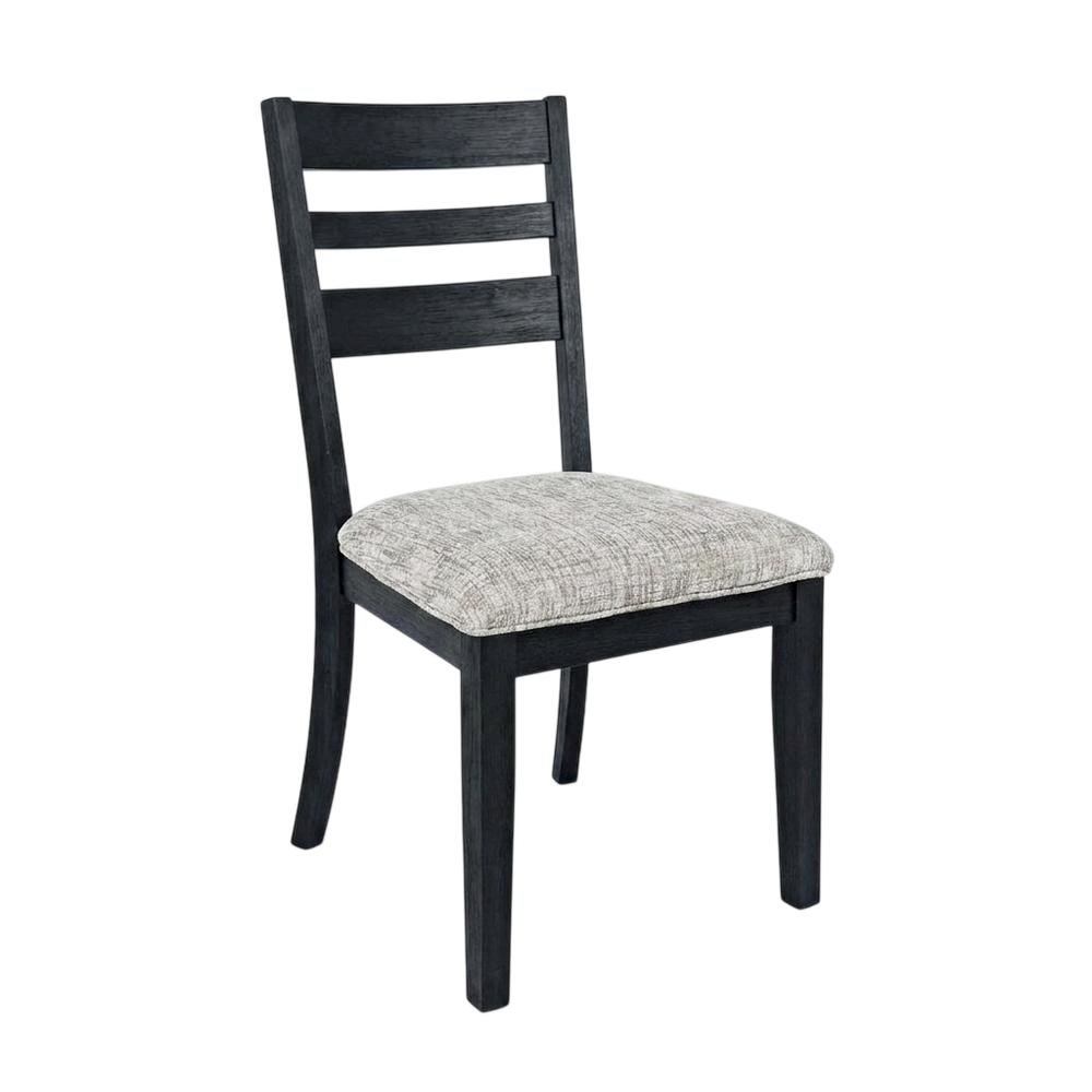 Contemporary Upholstered Ladderback Dining Chairs, Dark Charcoal, Set of 2
