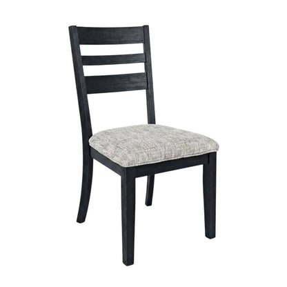 Contemporary Upholstered Ladderback Dining Chairs, Dark Charcoal, Set of 2