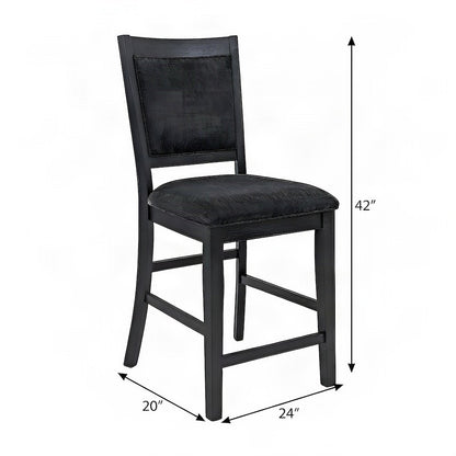 Upholstered Contemporary Counter Height Bar Stools, Set of 2, Dark Charcoal