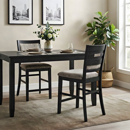 Upholstered Contemporary Counter Height Bar Stools, Set of 2, Dark Charcoal