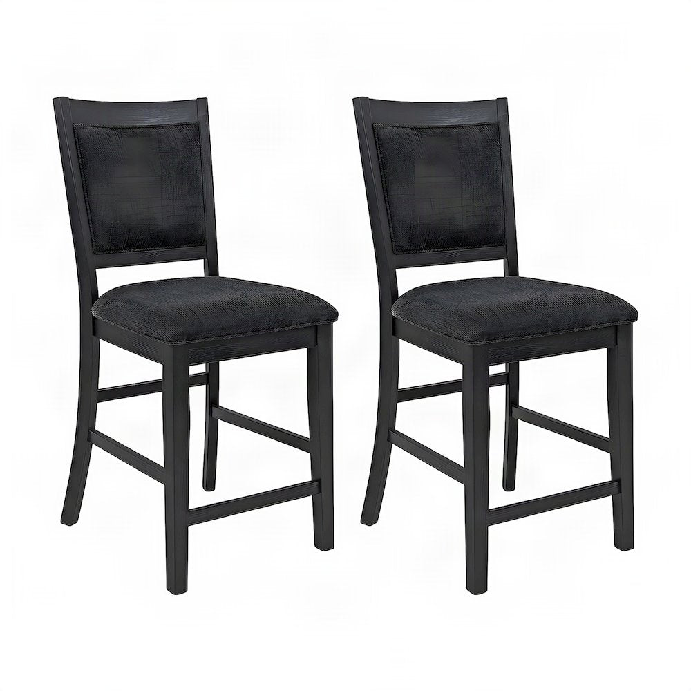 Upholstered Contemporary Counter Height Bar Stools, Set of 2, Dark Charcoal