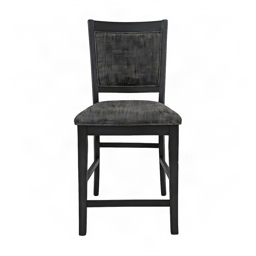 Upholstered Contemporary Counter Height Bar Stools, Set of 2, Dark Charcoal