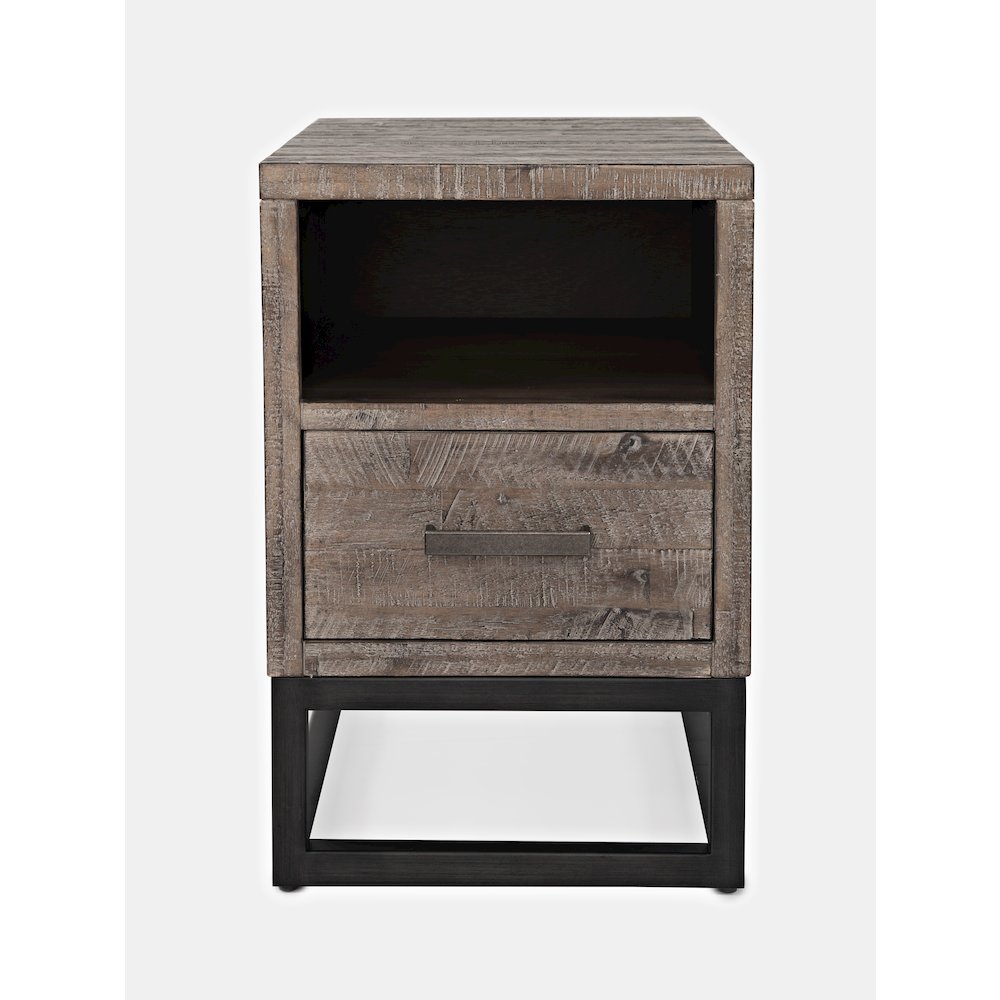 East Hampton Distressed Solid Wood USB Charging Chairside Table
