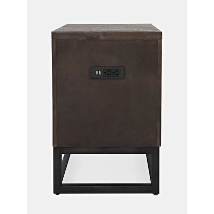 East Hampton Distressed Solid Wood USB Charging Chairside Table