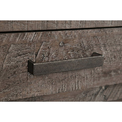 Acacia Veneer Chairside End Table with Drawer and USB Charging, Rustic Grey