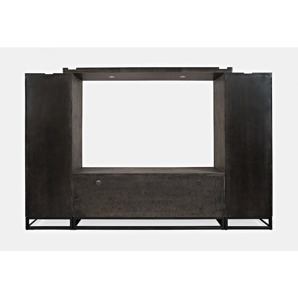 Distressed Solid Wood Entertainment Center with 70'' TV Console and LED Lights