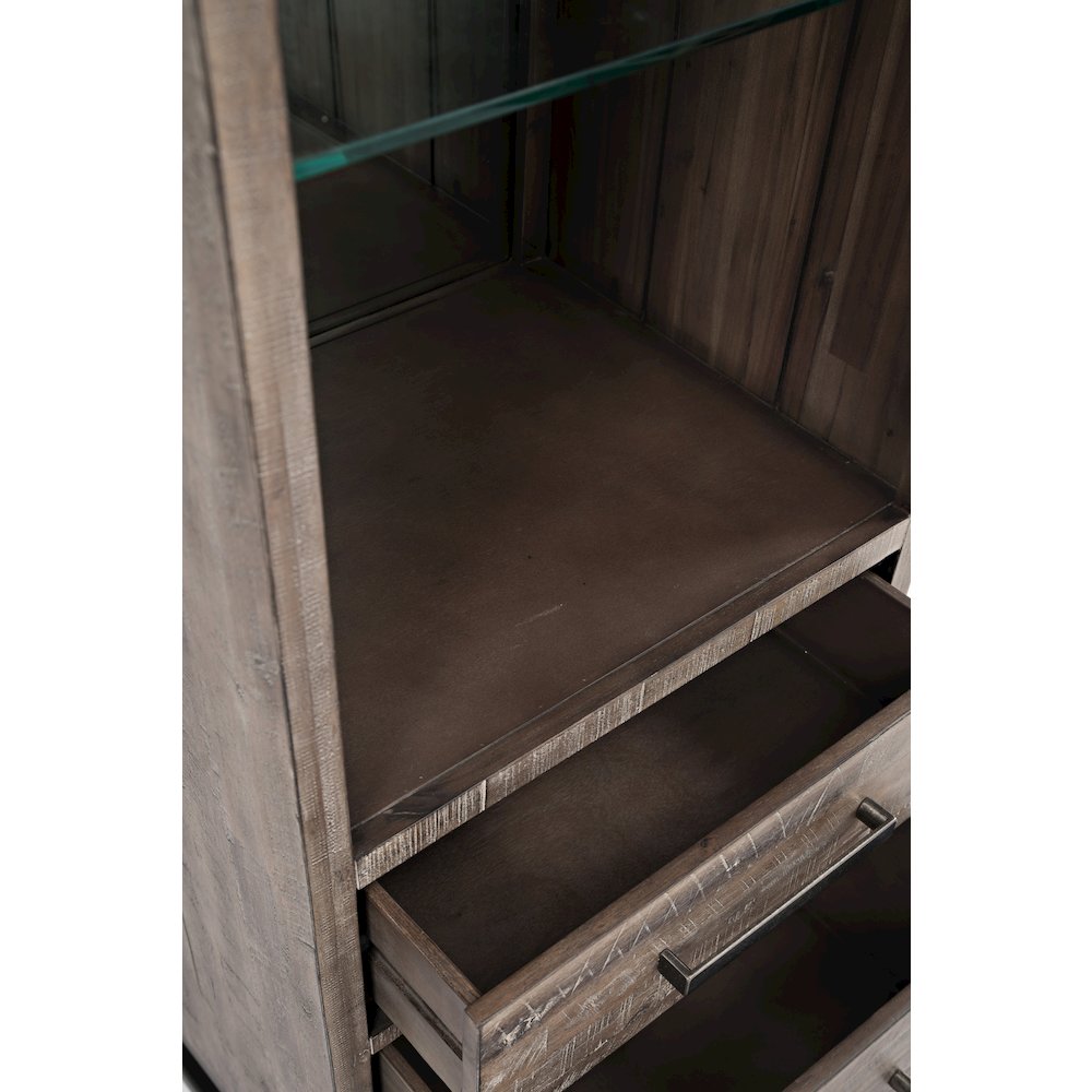 Distressed Solid Wood Entertainment Center with 70'' TV Console and LED Lights
