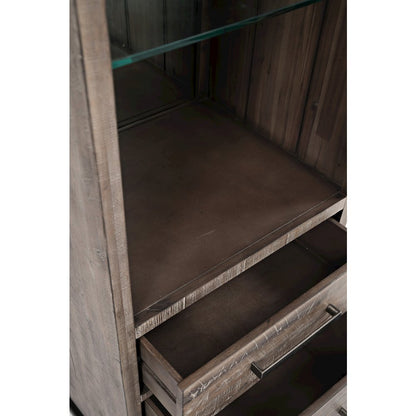 Distressed Solid Wood Entertainment Center with 70'' TV Console and LED Lights