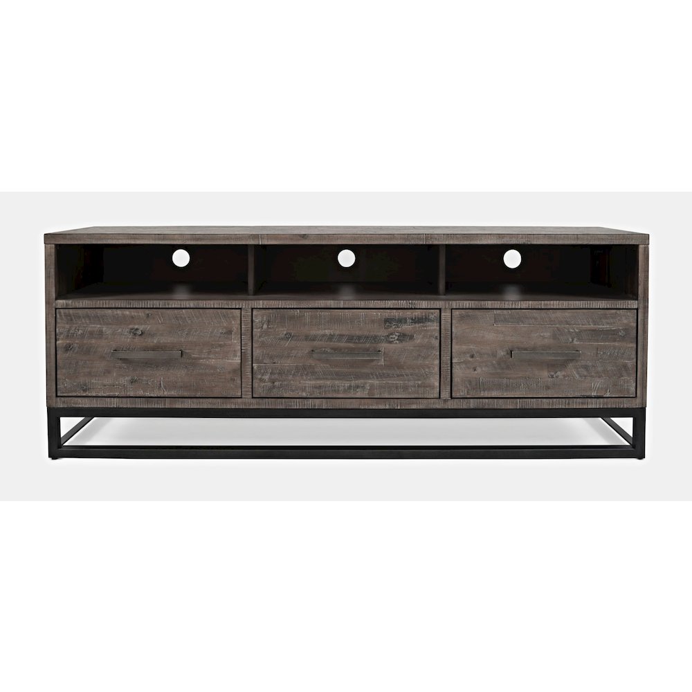 Distressed Solid Wood Entertainment Center with 70'' TV Console and LED Lights