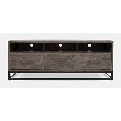 Distressed Solid Wood Entertainment Center with 70'' TV Console and LED Lights