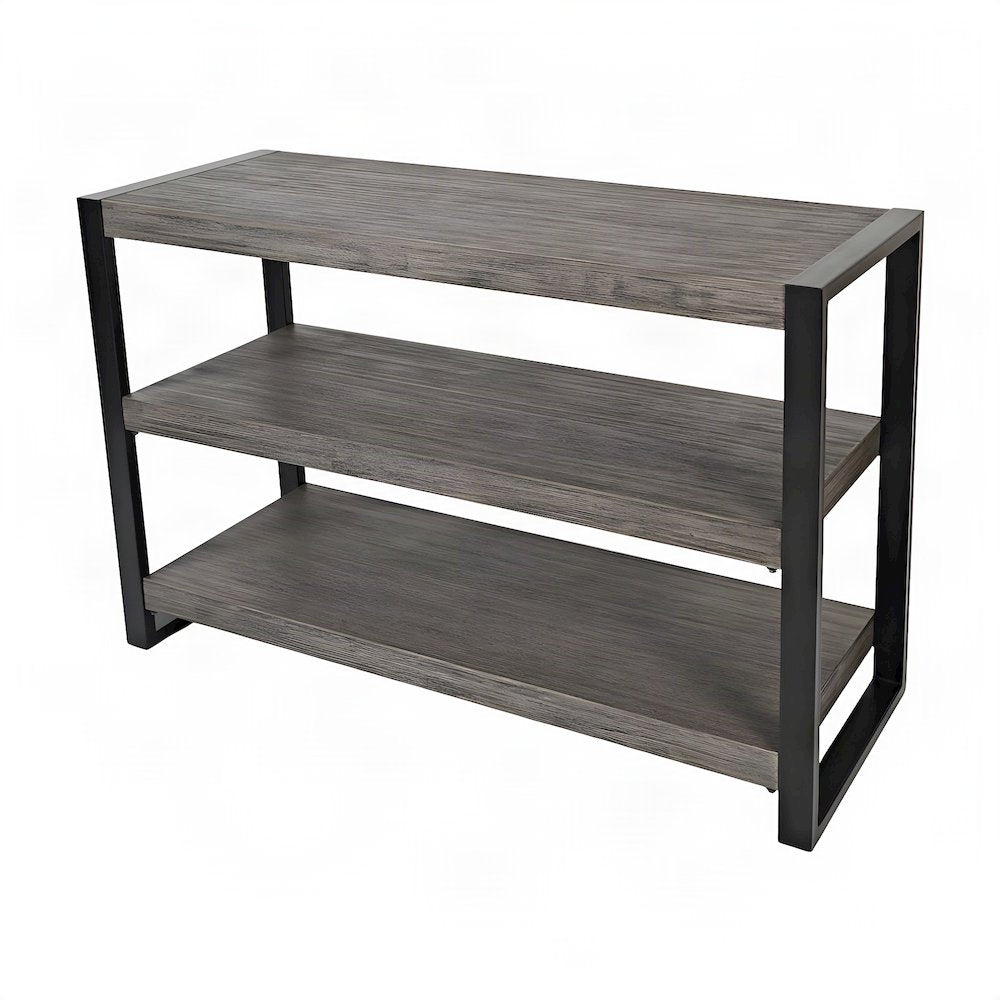 Acacia Veneer and Iron Industrial Entryway Console Table, Wire Brush