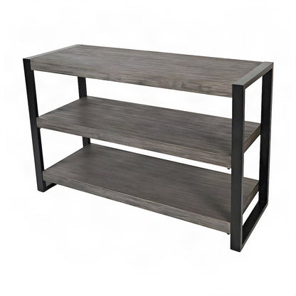 Acacia Veneer and Iron Industrial Entryway Console Table, Wire Brush