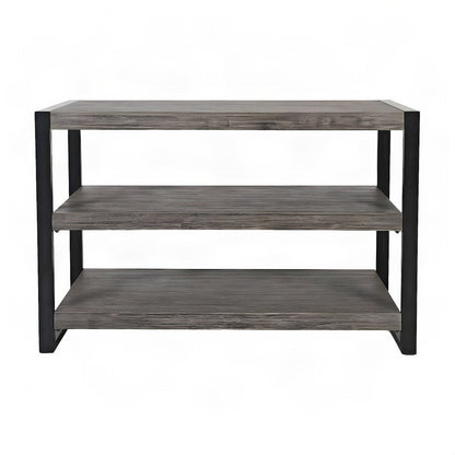 Acacia Veneer and Iron Industrial Entryway Console Table, Wire Brush