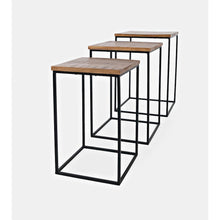 Brody Square Modern Rustic Solid Wood and Metal Nesting End Tables - Set of 3