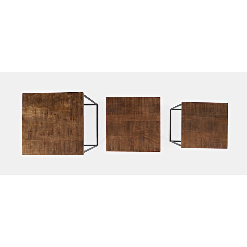 Brody Square Modern Rustic Solid Wood and Metal Nesting End Tables - Set of 3