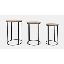 Warner Round Modern Rustic Solid Wood and Metal Nesting End Tables - Set of 3