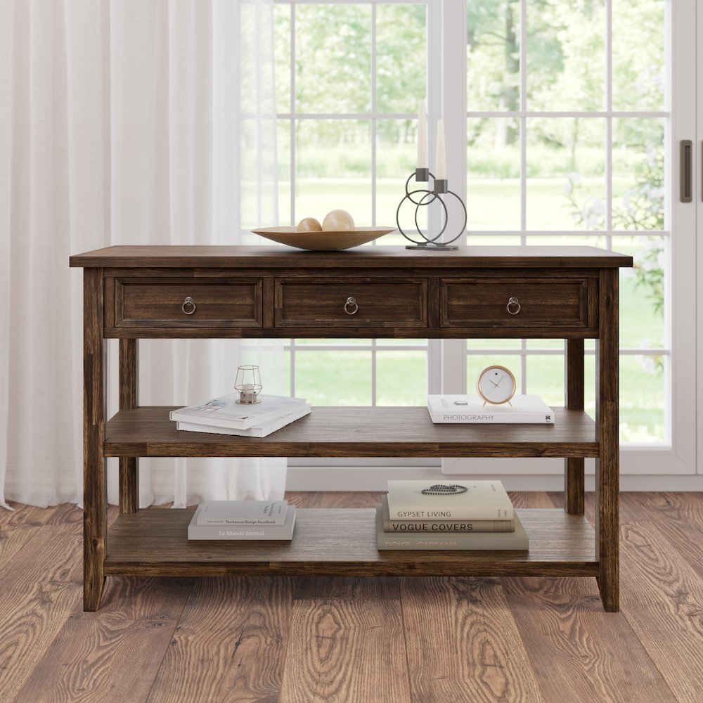 Bakersfield Mission Style  Sofa Table with Three Drawers