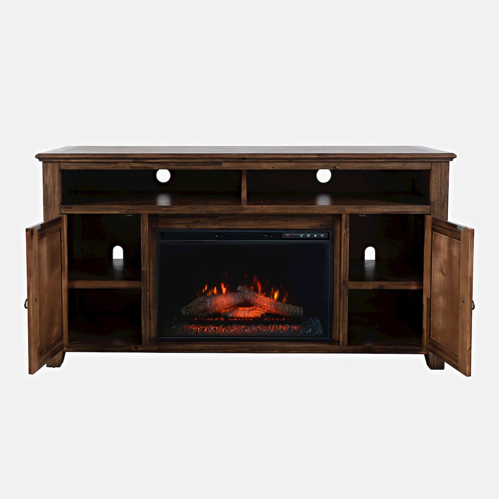 Bakersfield Rustic 60" Storage Console TV Stand with Electric Fireplace