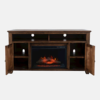 Bakersfield Rustic 60" Storage Console TV Stand with Electric Fireplace