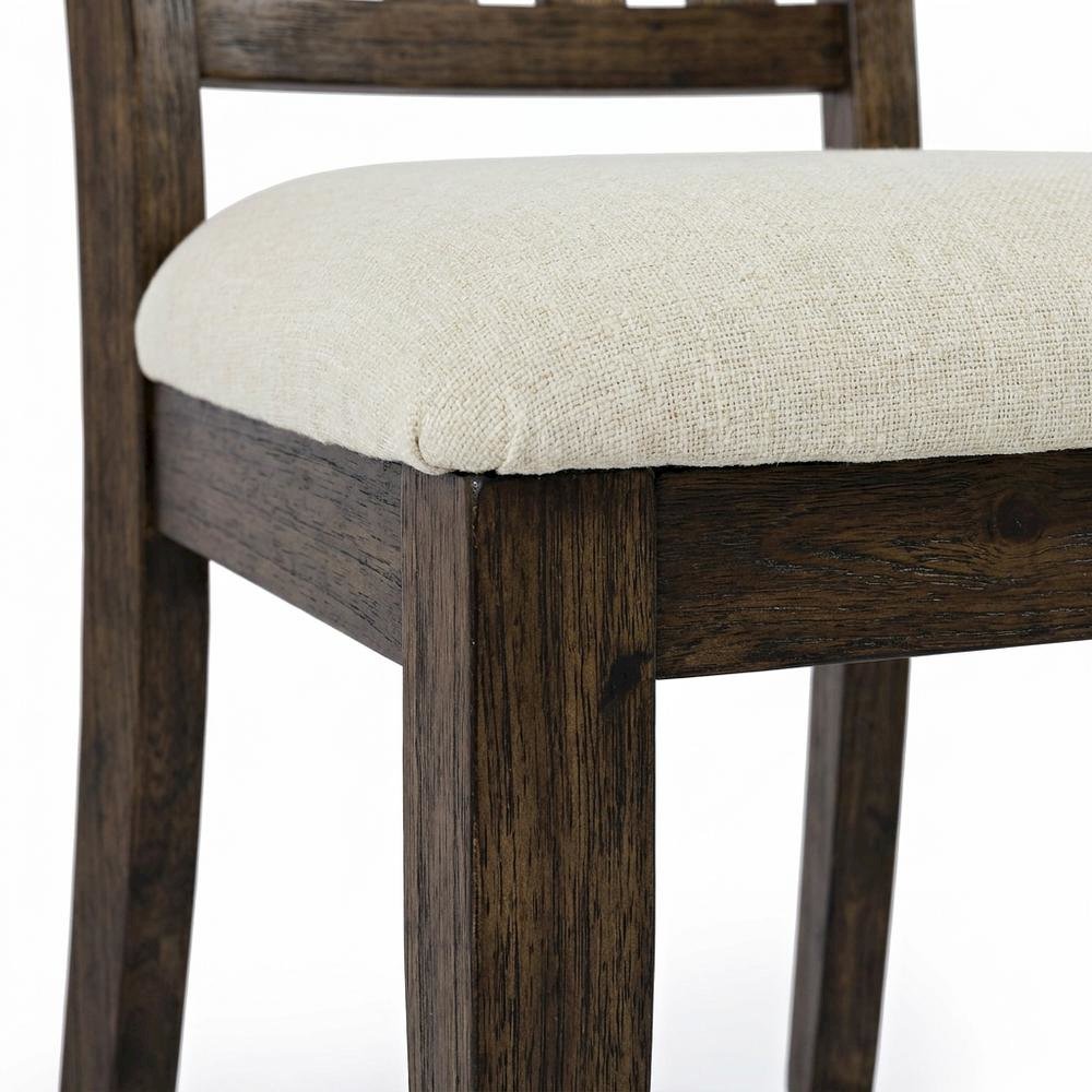 Mission-Style Slat-Back Solid Acacia Wood Farmhouse Dining Chair, Wire Brush, Set of 2