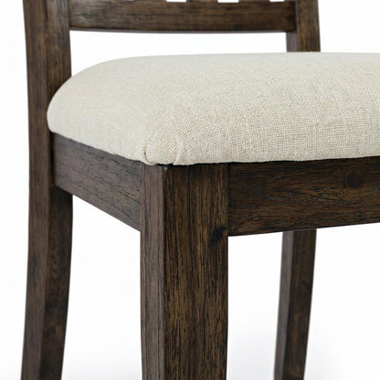 Mission-Style Slat-Back Solid Acacia Wood Farmhouse Dining Chair, Wire Brush, Set of 2