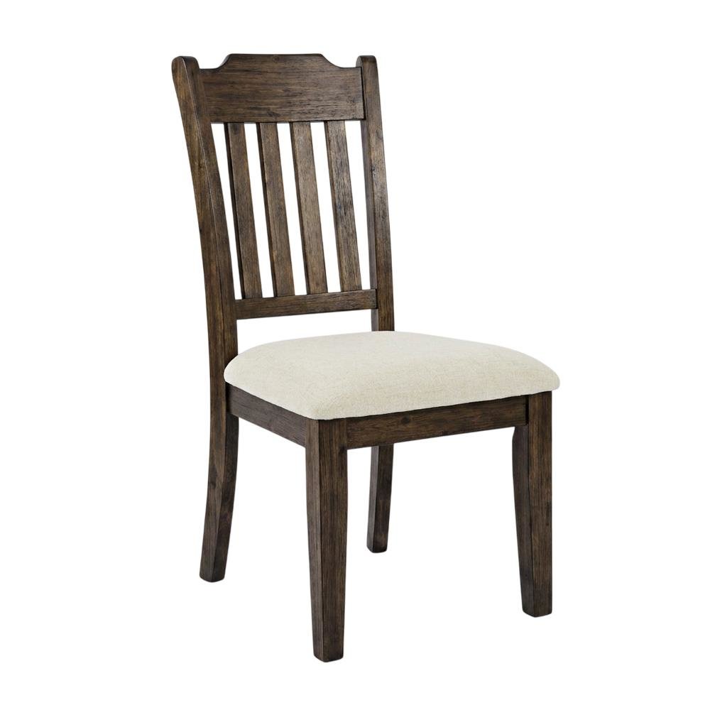 Mission-Style Slat-Back Solid Acacia Wood Farmhouse Dining Chair, Wire Brush, Set of 2