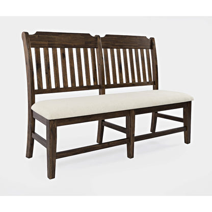Bakersfield Mission Style  57'' Solid Acacia Upholstered Dining Bench