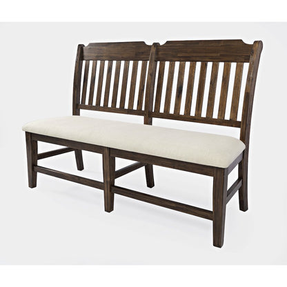 Bakersfield Mission Style  57'' Solid Acacia Upholstered Dining Bench