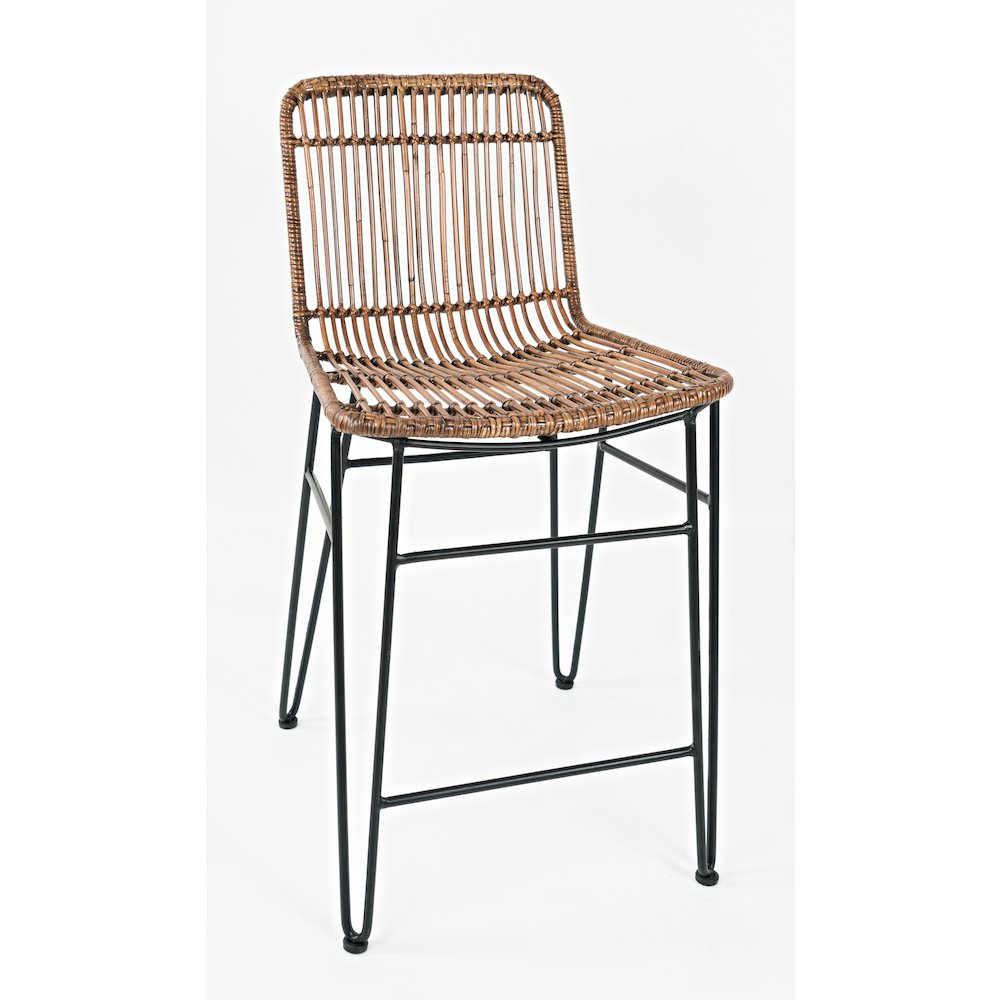 Weaver Hairpin Modern Global Rattan Counter Barstool (Set of 2)