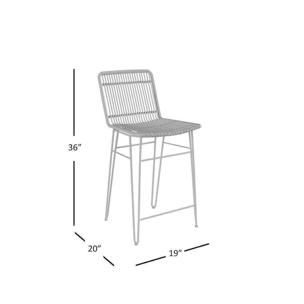 Weaver Hairpin Modern Global Rattan Counter Barstool (Set of 2)