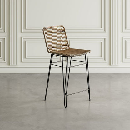 Weaver Hairpin Modern Global Rattan Counter Barstool (Set of 2)