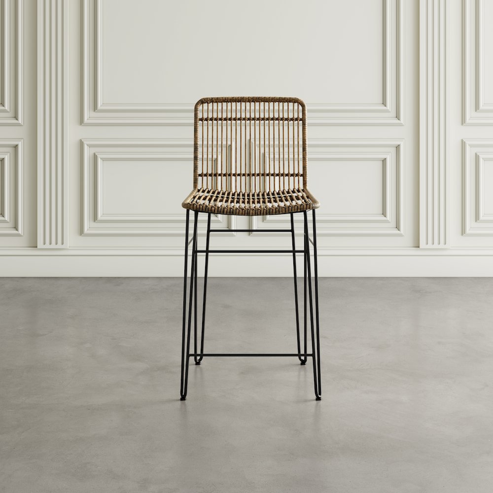 Weaver Hairpin Modern Global Rattan Counter Barstool (Set of 2)