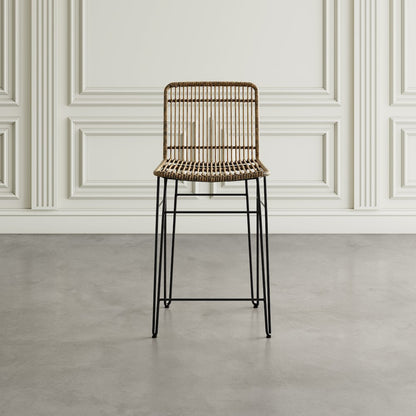 Weaver Hairpin Modern Global Rattan Counter Barstool (Set of 2)