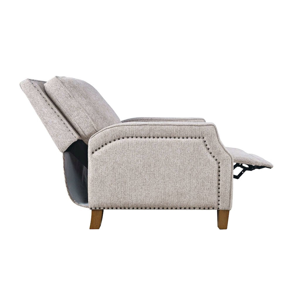 York Push Back Upholstered Recliner Accent Chair with Nailhead Trim