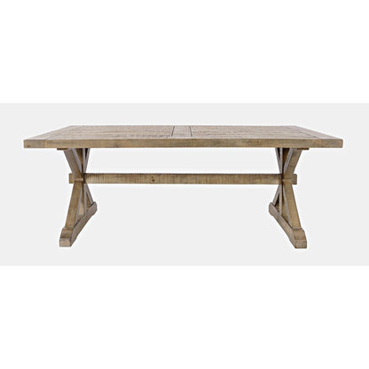 Carlyle Crossing Modern Rustic Distressed Solid Wood Coffee Table with Trestle