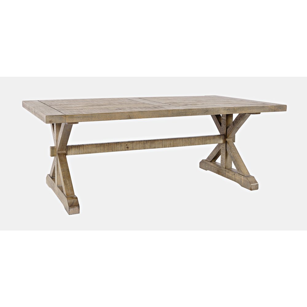 Carlyle Crossing Modern Rustic Distressed Solid Wood Coffee Table with Trestle