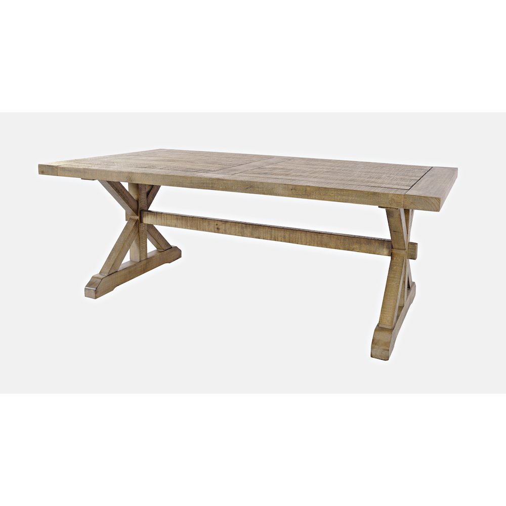 Carlyle Crossing Modern Rustic Distressed Solid Wood Coffee Table with Trestle