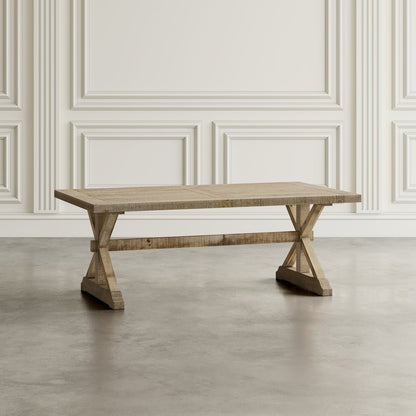 Carlyle Crossing Modern Rustic Distressed Solid Wood Coffee Table with Trestle