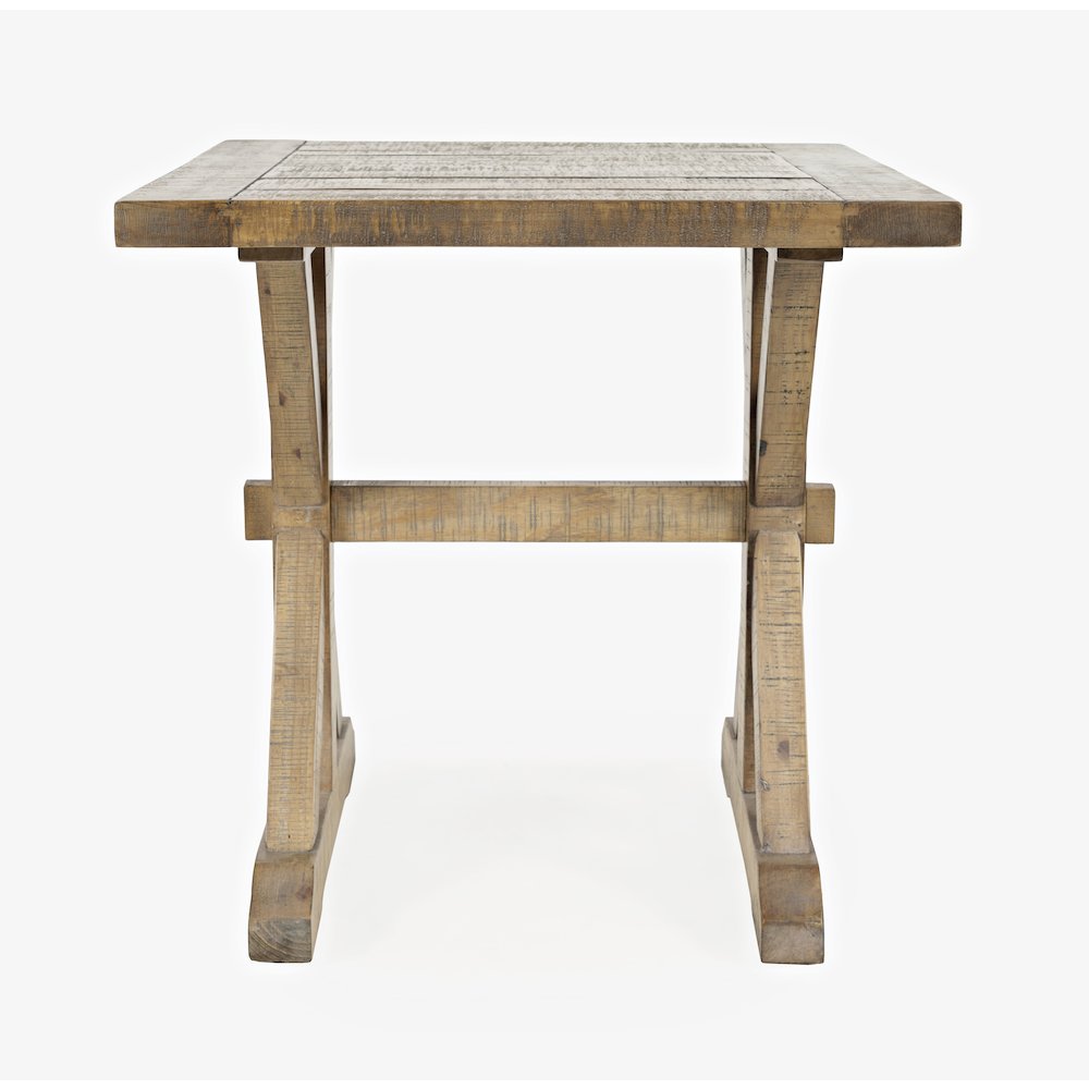Carlyle Crossing Modern Rustic Distressed Solid Wood End Table with Trestle