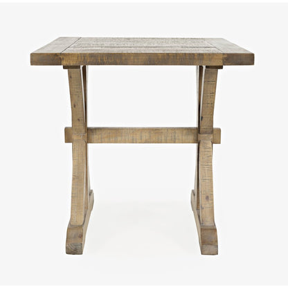 Carlyle Crossing Modern Rustic Distressed Solid Wood End Table with Trestle