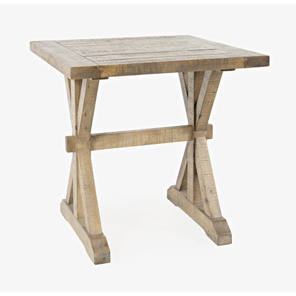 Carlyle Crossing Modern Rustic Distressed Solid Wood End Table with Trestle