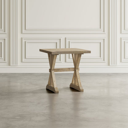 Carlyle Crossing Modern Rustic Distressed Solid Wood End Table with Trestle