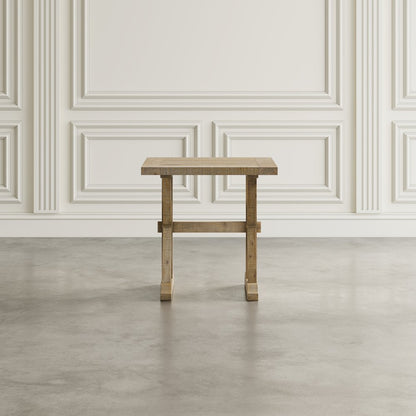 Carlyle Crossing Modern Rustic Distressed Solid Wood End Table with Trestle