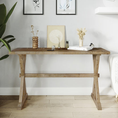 Carlyle Crossing Modern Rustic Distressed Solid Wood Sofa Table with Trestle