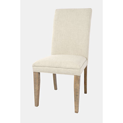Modern Rustic Distressed Solid Wood Upholstered Parsons Dining Chair (Set of 2)