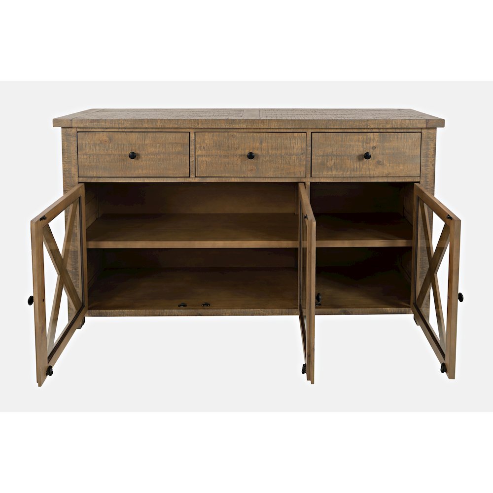 Carlyle Crossing Modern Rustic Buffet Server Storage Cabinet with Three Doors