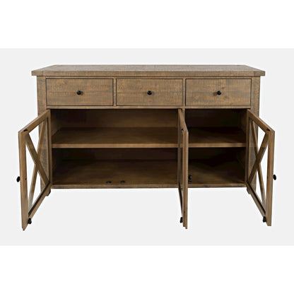Carlyle Crossing Modern Rustic Buffet Server Storage Cabinet with Three Doors