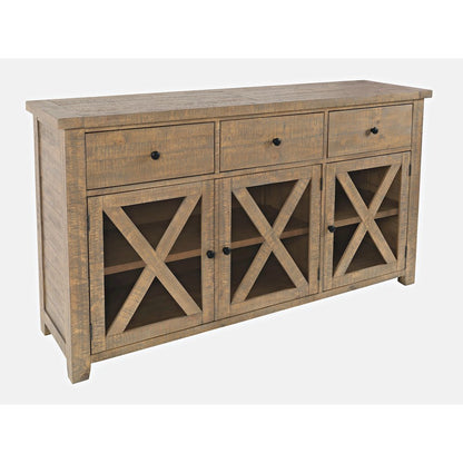 Carlyle Crossing Modern Rustic Buffet Server Storage Cabinet with Three Doors