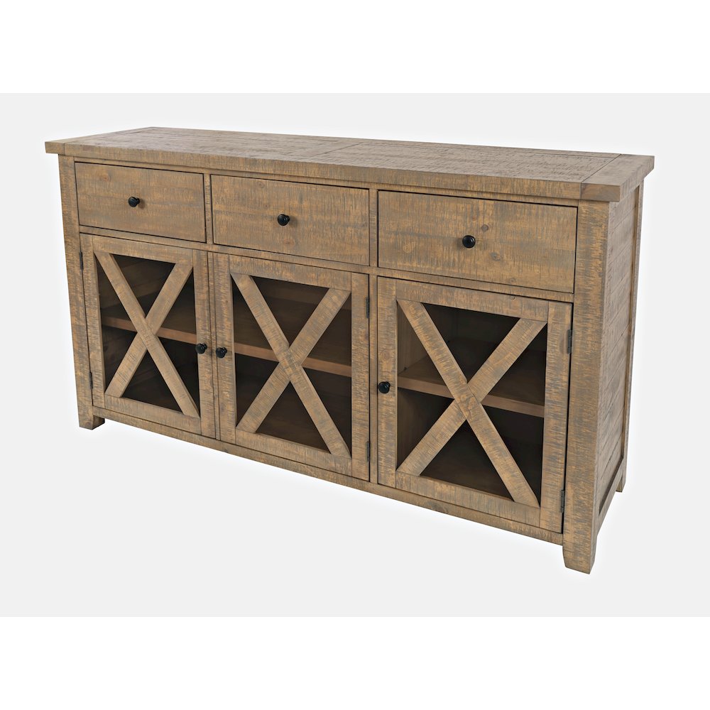 Carlyle Crossing Modern Rustic Buffet Server Storage Cabinet with Three Doors