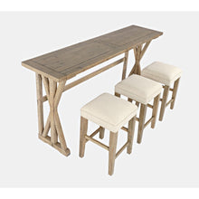 Modern Rustic Solid Wood Pine Counter Height Sofa Table Set with Three Stools